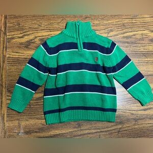 Izod polo boys green and navy blue striped 1/4 zip sweater 2T B1G1 50% off